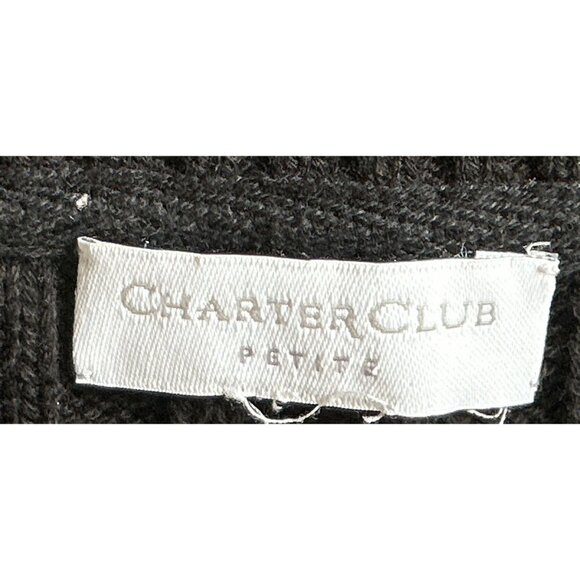 Charter Club Cable Knit All Over 100% Cotton Pullover Crewneck Black Size Med - Picture 5 of 6
